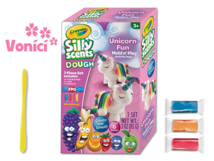 Crayola hmota tvarovací 28 g vonící 3 barvy 3 ks + sada tvarovátek jednorožec