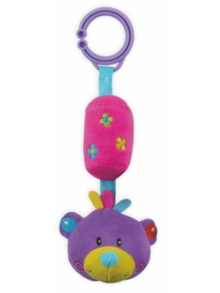 Dětská plyšová hračka s rolničkou - růžovo-fialový medvídek
