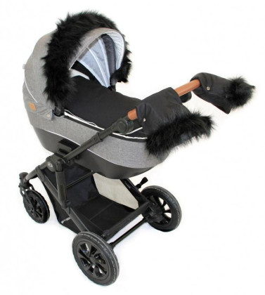 Rukávník ke kočárku/rukavice LUXURY soft - černý