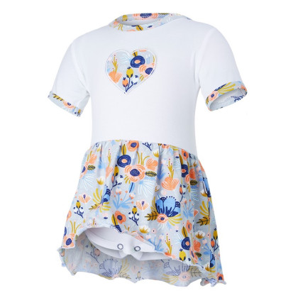 Body šaty tenké KR set Outlast® - bílá/sv.šedá kvítí