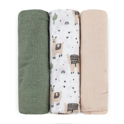 Sada plen bambusová mušelínová 3 ks Moussy 68 x 68 cm Petite&Mars