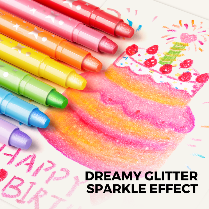 Jemné voskovky Smývatelné Glitter 24 ks