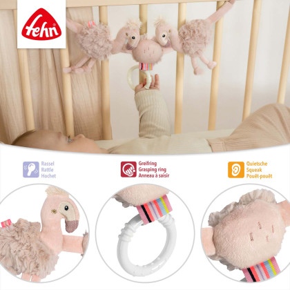 Řetěz na kočárek plameňák, Pink Baby Fehn