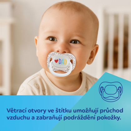 Dudlík svítící silikonový symetrický Love Mum & Dad 6 - 18 m, 2 ks Canpol babies