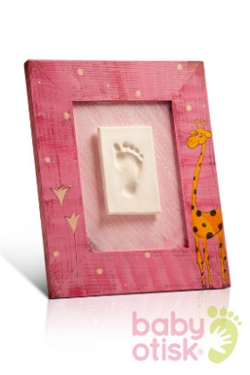 BABY OTISK – sada pro otisk s ručně malovaným rámkem – růžová
