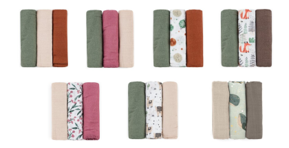 Sada plen bambusová mušelínová 3 ks Moussy 68 x 68 cm Petite&Mars