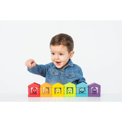 Barevné domečky - dřevěná stavebnice Cubika