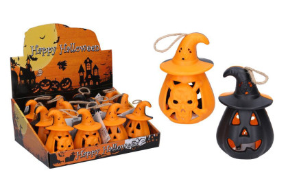 Dekorace Halloween dýně 11 x 6,5 cm svítící
