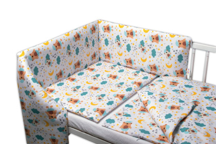 3-dílná sada mantinel s povlečením Sny medvídků hnědá/bílá Baby Nellys