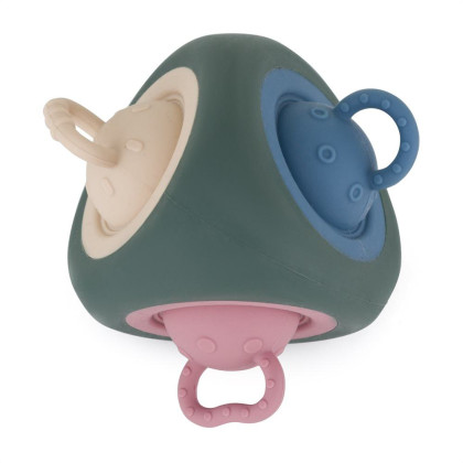 Hračka silikonová Pop Up Triangle Misty Green 10 m+ Petite&Mars