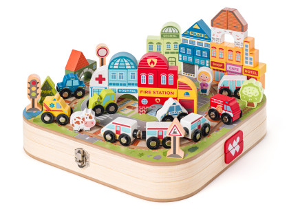 Kufřík s městem a vláčkodráhou Woody