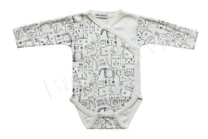 Bavlněné body dlouhý rukáv zavinovací Komiks kočky Baby Service