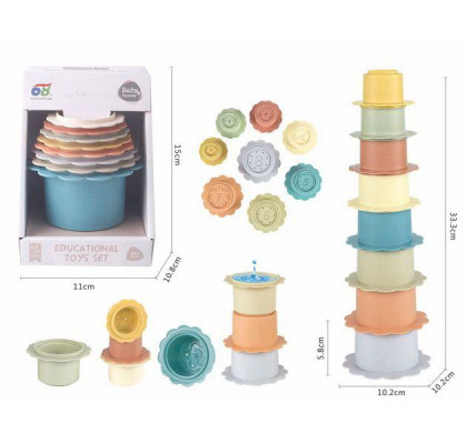 Kelímky stohovací věž 33,3 cm květ 8 ks