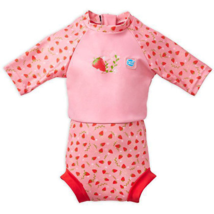 Plavky Happy Nappy kostýmek 3/4 rukáv Sunsuit Strawberry Field