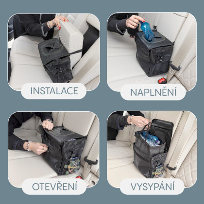 Odpadkový koš do auta vodotěsný s víkem black Zopa