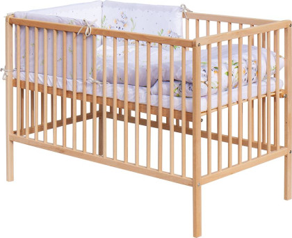 Dětská postýlka s kompletní výbavou 120 x 60 cm - přírodní Koala - šedá Scarlett