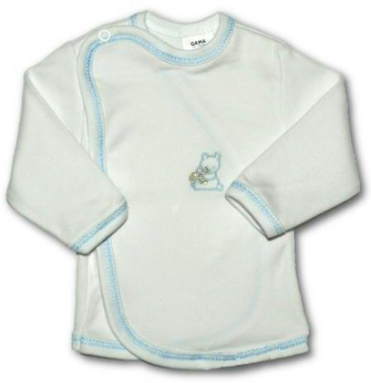 Kojenecká košilka zavinovací VYŠÍVANÁ (BÍLO-MODRÁ) 