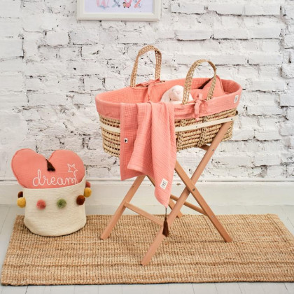 Kompletní Mojžíšův koš s výbavou Coral Pink FUNNABABY