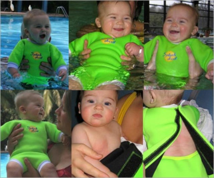 Baby neoprén - body - růžová kostka