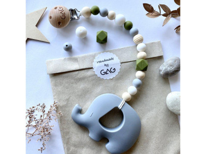 Kousátko na klipu silikonové Hryzátko slon