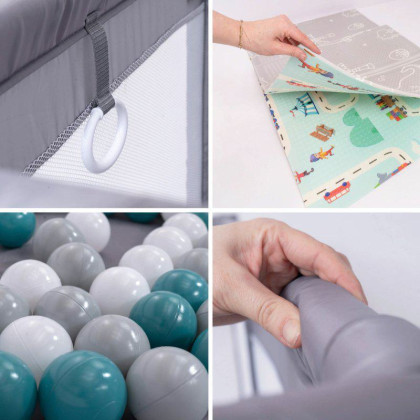 Ohrádka Playpark Grey s matrací BabyGo