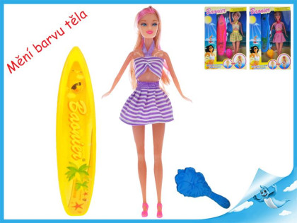 Panenka kloubová 29cm plážová UV měnící barvu těla se surfem