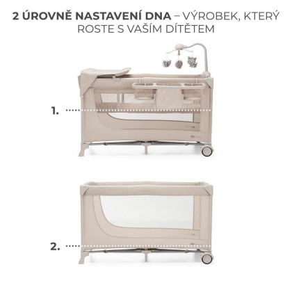 KINDERKRAFT Postýlka cestovní Joy 2 s doplňky Beige