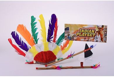Indiánská sada - sekyrka, čelenka,dýmka