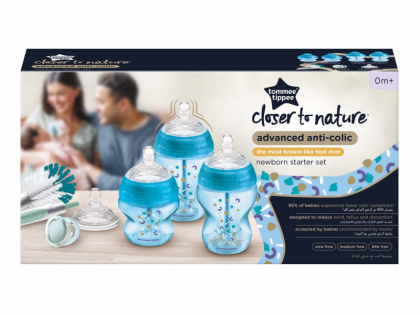Sada kojeneckých lahviček C2N ANTI-COLIC s kartáčem Blue