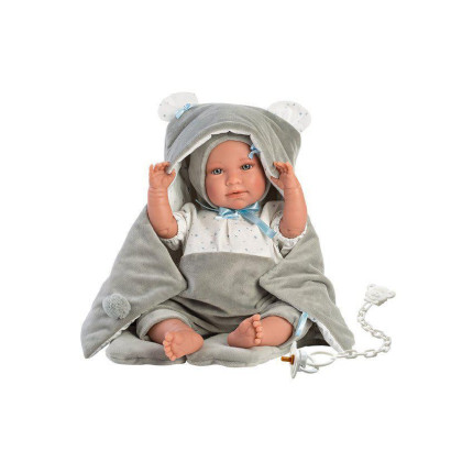 Obleček pro panenku miminko New Born velikosti 40-42 cm Llorens 2dílný šedý