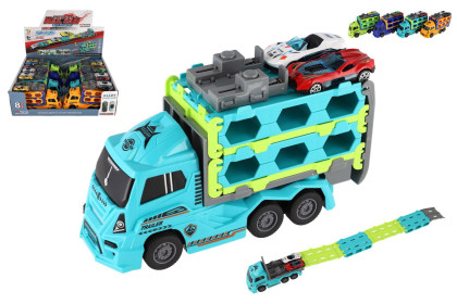 Auto kamion přepravník + auto 2 ks 22 cm na setrvačník