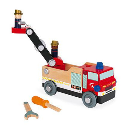 Dřevěné auto a stavebnice Hasiči BricoKids Janod
