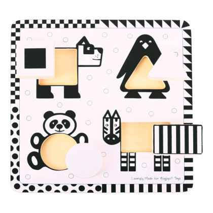 Dřevěné vkládací puzzle černobílé tvary 1 Bigjigs Toys