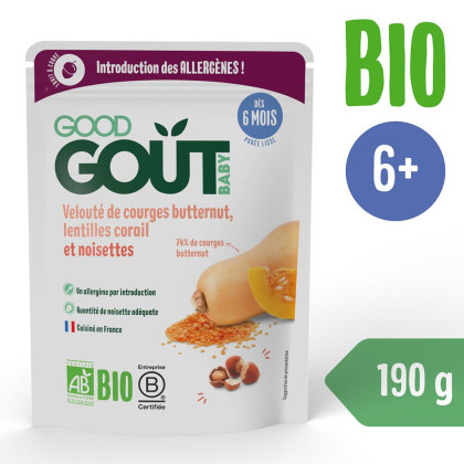 Good Gout BIO Dýňová polévka s červenou čočkou a lískovými oříšky (190 g)