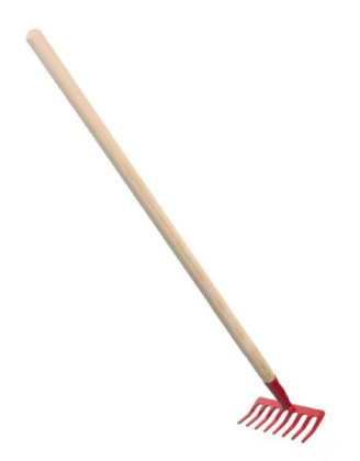 Hrábě s násadou kov/dřevo 80 cm červené