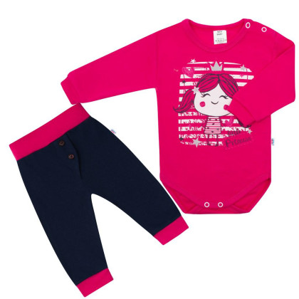 2-dílná bavlněná souprava New Baby Funny růžovo-modrá