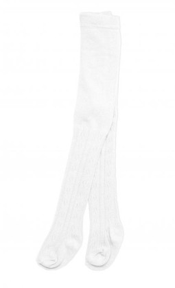 Dětské punčocháče bavlněné s žakárovým vzorem, bílé