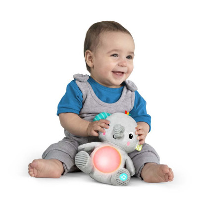 BRIGHT STARTS Hračka plyšová hudební svítící Hug-a-bye Baby ™ sloník 0m +