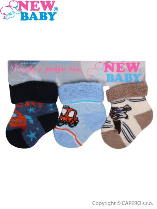 Kojenecké froté ponožky New Baby barevné - 3ks vel. 56 (5-6)