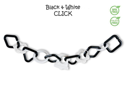 Plastový řetěz 8 tvarů černobílý