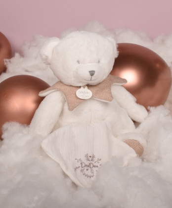 Dárková sada Plyšový medvídek s dečkou 30 cm růžový Doudou