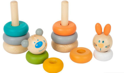 Small Foot Nasazovací věž pastelová 1 ks