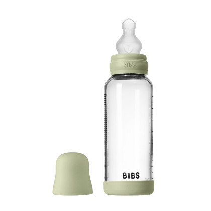 Antikoliková skleněná láhev se silikonovým dudlíkem 240 ml BIBS