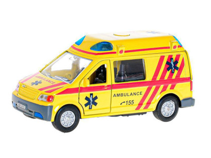 Kids Globe Traffic ambulance CZ 14 cm kov zpětný chod na baterie světlo a zvuk