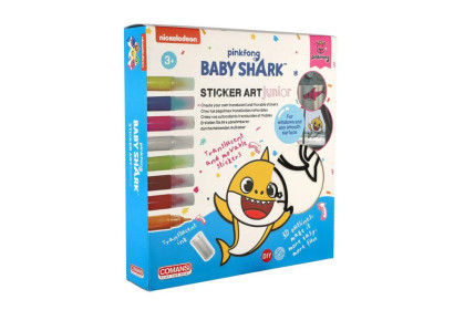 Okenní samolepky a omalovánky Baby Shark s barvami