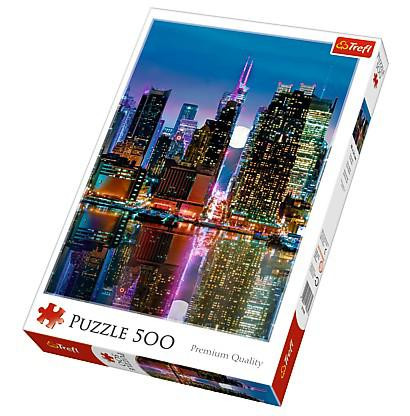 Puzzle Trefl Noční Manhattan, New York 500 dílků 48x34cm