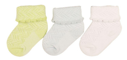 Bavlněné ponožky pro chlapečka 0 - 6 měs  - 3 páry - VÝHODNÉ BALENÍ