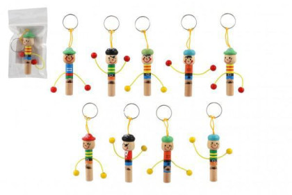 Píšťalka panáček přívěsek dřevo 8 cm s poutkem