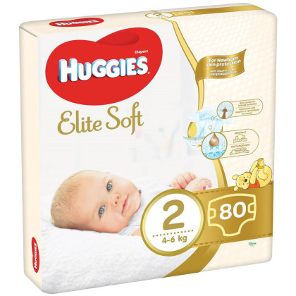 Elite Soft Pleny jednorázové 2 (4-6 kg) 80 ks Huggies