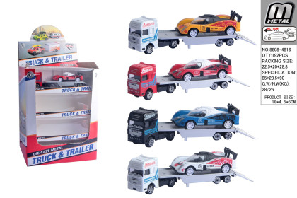 Auto nákladní tahač se závodním autem 18,5 cm